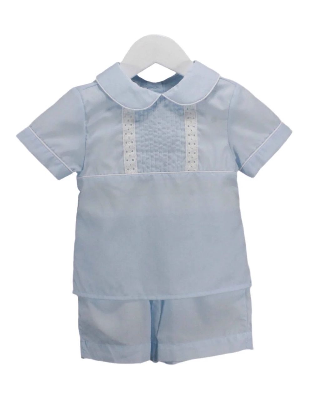 Baby Blessings/Posh tots: LIGHT BLUE LITTLE LACE BOY SET
